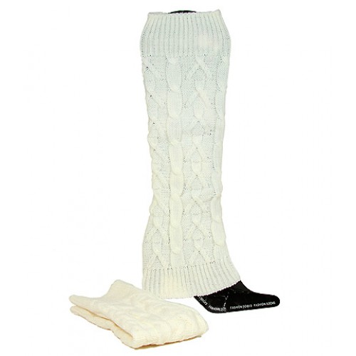 Socks/ Leg Warmers - Knitted Leg Warmers - White  - SK-F1004WT